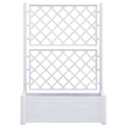 Berkfield Home Garden Planter with Trellis 100x43x142 cm PP White - Size: 100 x 43 x 142 cm - thumbnail 3