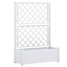 Berkfield Home Garden Planter with Trellis 100x43x142 cm PP White - Size: 100 x 43 x 142 cm - thumbnail 2