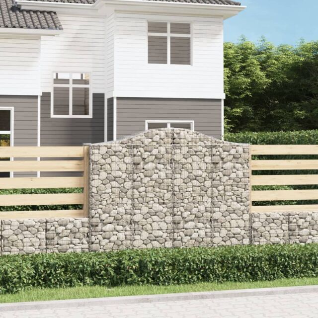 Berkfield Home Arched Gabion Basket 200x50x160/180 cm Galvanised Iron in Silver - image 1