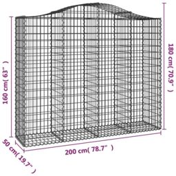 Berkfield Home Arched Gabion Basket 200x50x160/180 cm Galvanised Iron in Silver - thumbnail 5