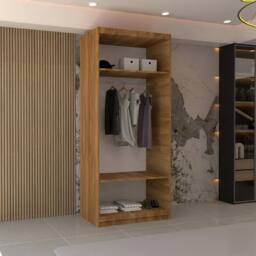 MN Furniture Double Mirror Sliding Door Wardrobe W90cm x H200cm in Walnut - Size: 1 Pack - thumbnail 3