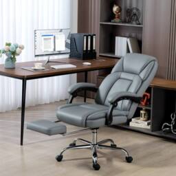 EONLION Grey Executive Office Chair, PU Leather Desk Chair - Size: 100 cm - thumbnail 1