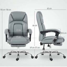 EONLION Grey Executive Office Chair, PU Leather Desk Chair - Size: 100 cm - thumbnail 2