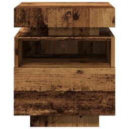 Berkfield Home Bedside Cabinet with LED Lights Old Wood 40x39x48.5 cm in Brown - thumbnail 6