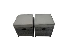 Fimous 10 Seater Outdoor Dining Table Double Seat Sofa 4 Stool Set in Dark Grey - thumbnail 6