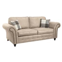 Furniture 786 Oakland Suede Leather 3 Seater Sofa in Stone - thumbnail 2