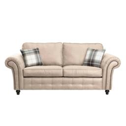 Furniture 786 Oakland Suede Leather 3 Seater Sofa in Stone