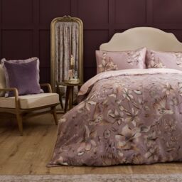 Voyage Maison Floella Printed Piped Duvet Cover Set in Purple - Size: King - thumbnail 1