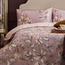 Voyage Maison Floella Printed Piped Duvet Cover Set in Purple - Size: King - thumbnail 2