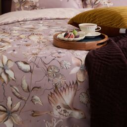 Voyage Maison Floella Printed Piped Duvet Cover Set in Purple - Size: King - thumbnail 3