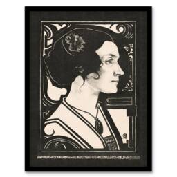 Artery8 Richard Roland Holst Framed Wall Art Woman Stained Glass Sketch Portrait in Black - Size: A4 - thumbnail 1