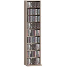 HOMCOM 260 CD Storage Unit 120 DVD Storage Tower with 9 Compartments Natural - thumbnail 2