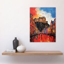 "Artery8 Edinburgh Castle Vibrant Oil Painting Autumn Rain Cityscape Large Wall Unframed Art Poster Print Thick Paper 18X24 Inch - Size: W18"" x H24""" - thumbnail 4