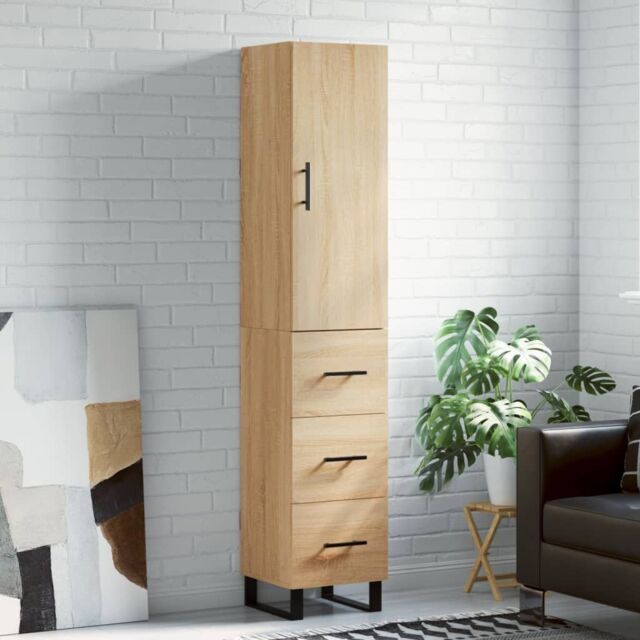 Berkfield Home Highboard Sonoma Oak 34.5x34x180 cm Engineered Wood in Brown - image 1