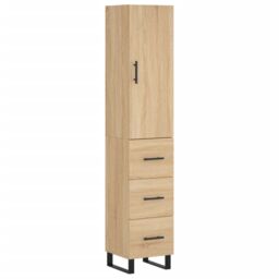 Berkfield Home Highboard Sonoma Oak 34.5x34x180 cm Engineered Wood in Brown - thumbnail 2