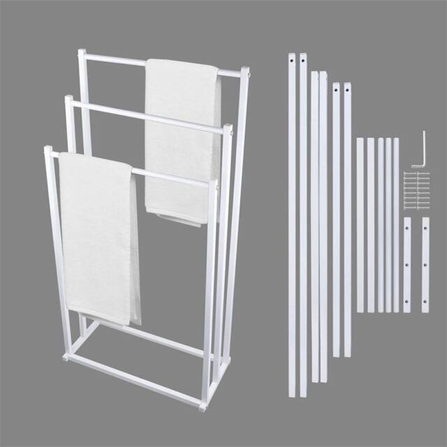 Nordara White 3Tier Freestanding Towel Rail - Bathroom Storage Stand - image 1