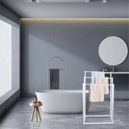 Nordara White 3Tier Freestanding Towel Rail - Bathroom Storage Stand - thumbnail 4