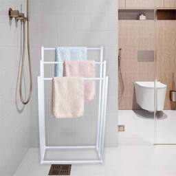 Nordara White 3Tier Freestanding Towel Rail - Bathroom Storage Stand - thumbnail 3