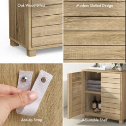 VonHaus Chester Floor Standing Oak Wood Effect Bathroom Storage Cabinet in Brown - thumbnail 6