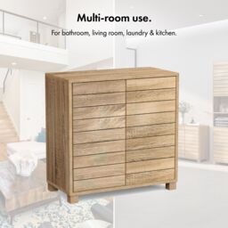 VonHaus Chester Floor Standing Oak Wood Effect Bathroom Storage Cabinet in Brown - thumbnail 9