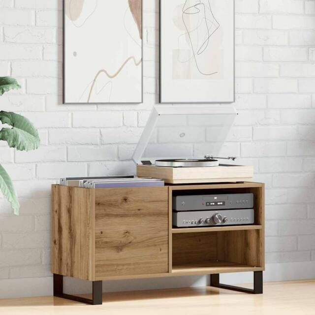 Berkfield Home Record Cabinet Artisan Oak 84.5x38x48 cm Engineered Wood in Brown - image 1