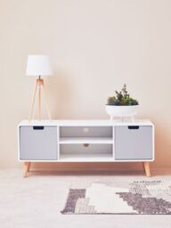 Orsina Sleek & Modern TV Unit, Versatile TV Cabinet, White Finish TV & Storage Unit, Sleek Corner TV Unit in Grey - thumbnail 6