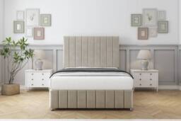 "Sloomy California Plush Divan Base 4 Drawers-54"" Headboard-12"" Footboard in Cream - Size: Small Double" - thumbnail 2