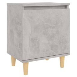 Berkfield Home Bed Cabinets with Solid Wood Legs 2pcs Concrete Grey 40x30x50cm - Size: 40 x 30 x 50 cm - thumbnail 6