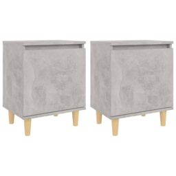 Berkfield Home Bed Cabinets with Solid Wood Legs 2pcs Concrete Grey 40x30x50cm - Size: 40 x 30 x 50 cm - thumbnail 2