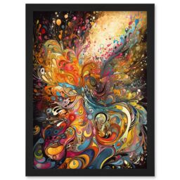 Artery8 Vibrant Colour Sound Waves Music Artwork Artwork Framed Wall Art Print A4 in Black - thumbnail 1