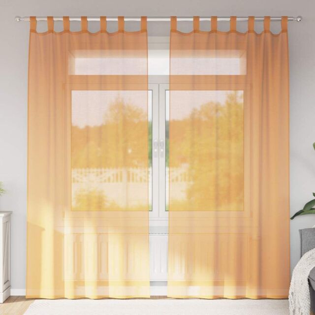 Berkfield Home Voile Curtains with Loops 2 pcs Orange 140x225 cm - image 1