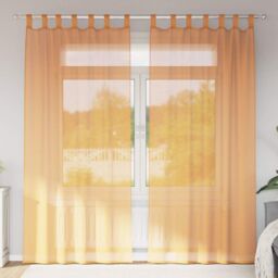 Berkfield Home Voile Curtains with Loops 2 pcs Orange 140x225 cm - thumbnail 1
