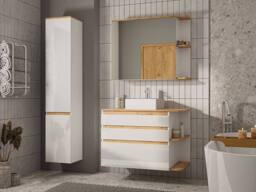 Vente-unique Wall-Hung Vanity Unit - Light Natural & White - 96 Cm - ANIDA in Light Oak - thumbnail 3