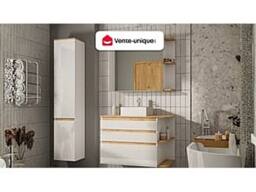 Vente-unique Wall-Hung Vanity Unit - Light Natural & White - 96 Cm - ANIDA in Light Oak - thumbnail 4