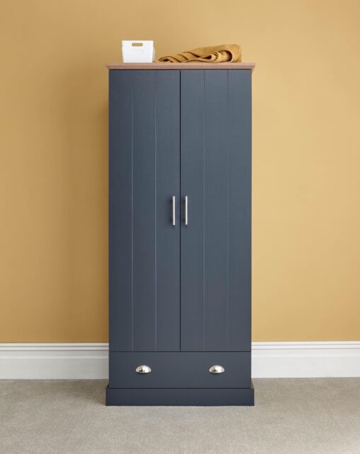 GFW Kendal 2 Door 1 Drawer Wardrobe in Blue - image 1