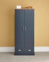 GFW Kendal 2 Door 1 Drawer Wardrobe in Blue - thumbnail 1
