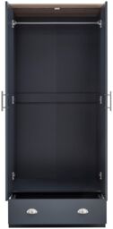 GFW Kendal 2 Door 1 Drawer Wardrobe in Blue - thumbnail 5