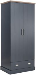 GFW Kendal 2 Door 1 Drawer Wardrobe in Blue - thumbnail 2