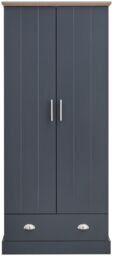 GFW Kendal 2 Door 1 Drawer Wardrobe in Blue - thumbnail 4