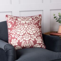 Paoletti Melrose Traditional Floral Cushion in Plum - Size: 50 cm x 50 cm - thumbnail 4
