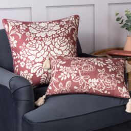 Paoletti Melrose Traditional Floral Cushion in Plum - Size: 50 cm x 50 cm - thumbnail 5