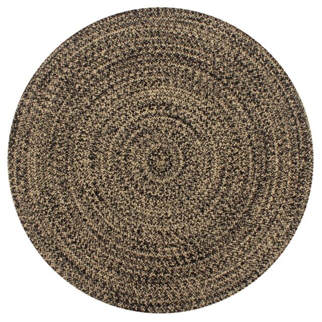 Berkfield Home Handmade Rug Jute Black & Natural 150 cm - Size: 100 cm diameter - image 1