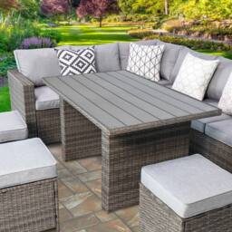 RayGar Venice 7 Seater Rattan Corner Set High Table Outdoor Polyrattan in Grey - Size: 1 Pack - thumbnail 2