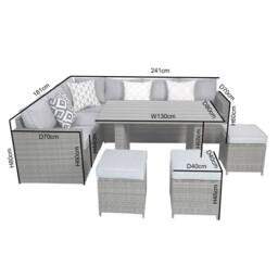 RayGar Venice 7 Seater Rattan Corner Set High Table Outdoor Polyrattan in Grey - Size: 1 Pack - thumbnail 3