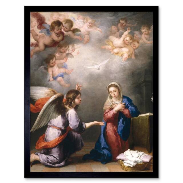 "Artery8 Mary Annunciation Cherub Angel Religion Christian Framed Art Print - Size: W12"" x H16""" - image 1