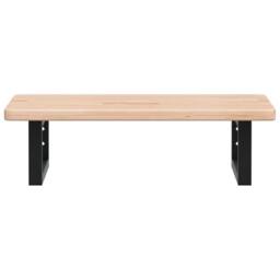 Berkfield Home Elegant Basin Shelf Wall Mounted Steel & Solid Wood Oak in Natural - thumbnail 4