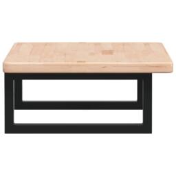 Berkfield Home Elegant Basin Shelf Wall Mounted Steel & Solid Wood Oak in Natural - thumbnail 5