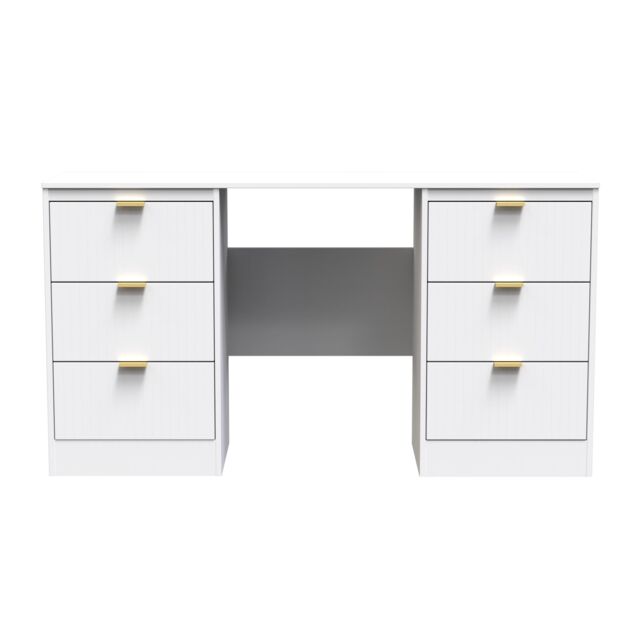 Ready Assembled 2 U Denver 6 Drawer Kneehole Desk (Ready Assembled) in White - image 1