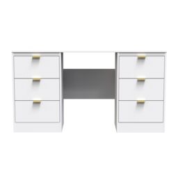 Ready Assembled 2 U Denver 6 Drawer Kneehole Desk (Ready Assembled) in White - thumbnail 1