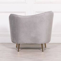 Glasstone Grey Velvet Armchair with Cushion in Metallic Silver - thumbnail 2